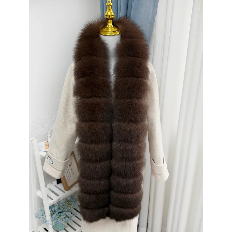 Desgine Solid Women Fox Fur Scarf Autumn Winter Warm Shawls Wraps Pashmina Plush Scarves Female Foulard Mujer Women's Scarf
