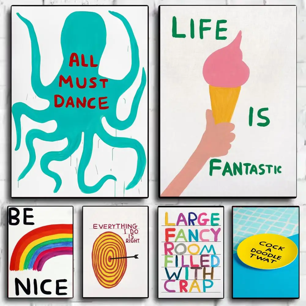 Japandi style Art David Shrigley Poster Modern Aesthetic Wall Art Print Minimalist Poster Bedroom Living Room Home Decor Gift