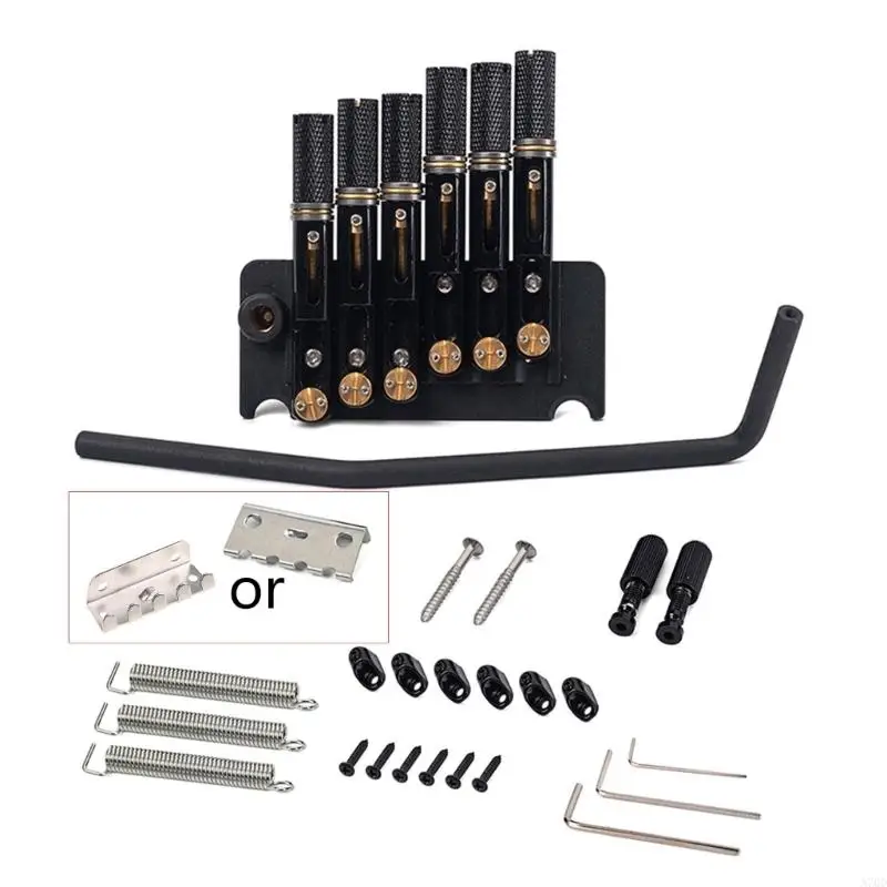 

Electric Guitar Bridge Tremolo System Set with Tailpiece Screws Black 6/7 Strings Headless Guitar Bridge Tremolo Device A70D