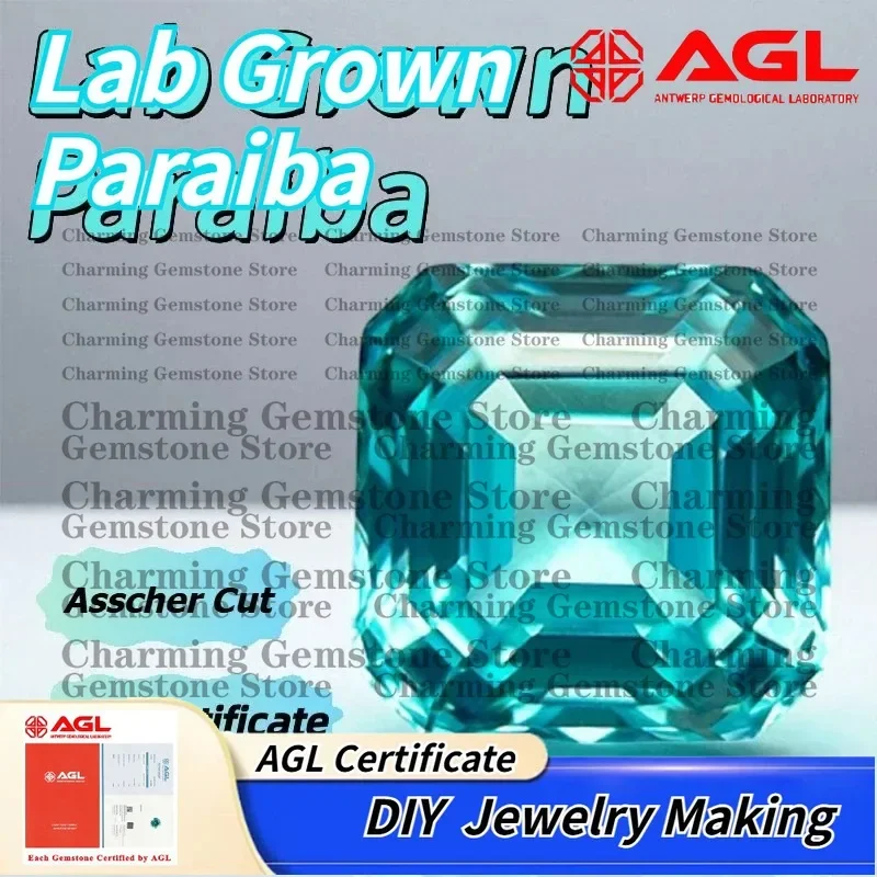 

Lab Grown Paraiba Asscher Cut Gemstone for DIY Jewelry Making Ring Necklace Bracelet Inlay Lab Created Paraiba Tourmaline