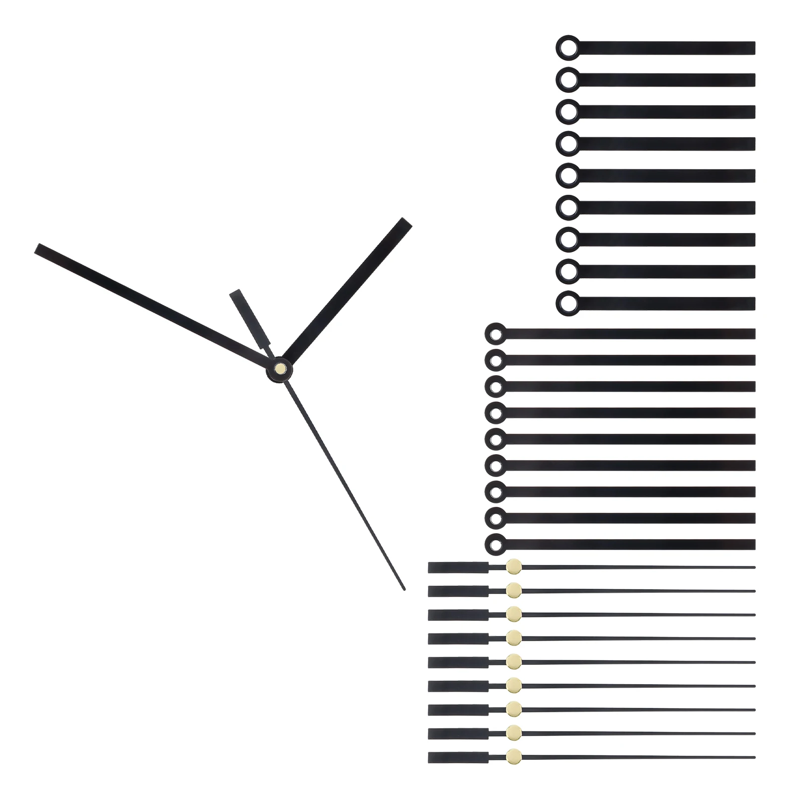 10 Pack Aluminum Rectangular Black Clock Hands Kit for Wall Clock Repair / DIY Tools, Clock Hands Replacement