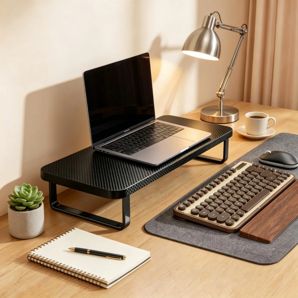 Support de bureau pour ordinateur, idéal pour les bureaux de dortoir – Rehausse votre écran pour améliorer l'ergonomie et libérer de l'espace en dessous