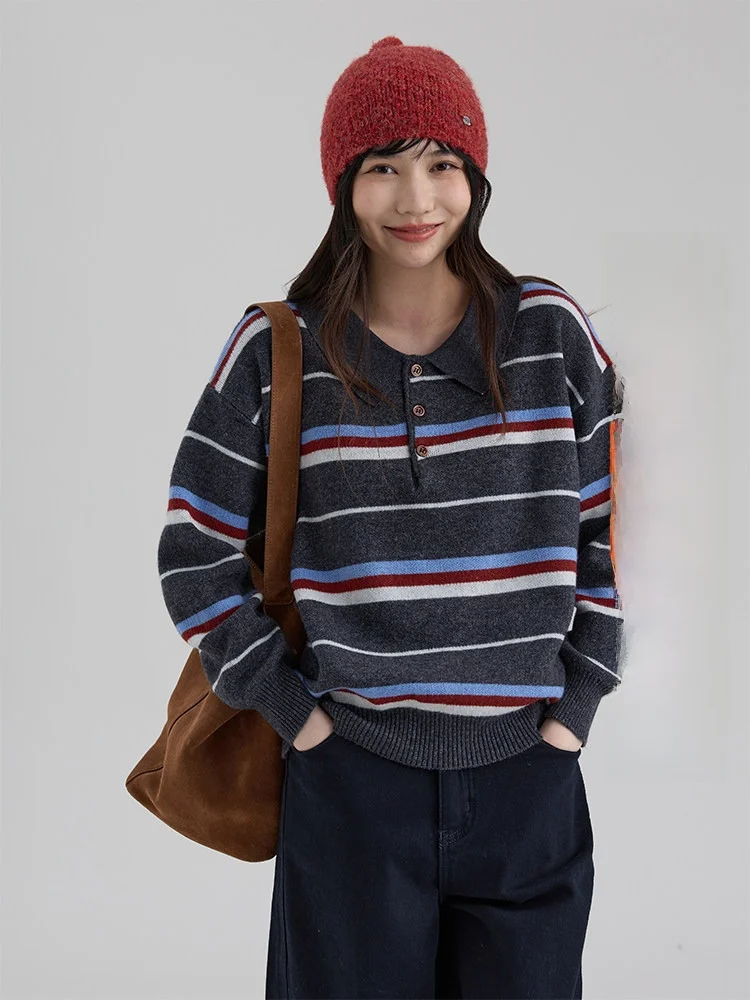 

Dwind Women's Ne Knitted Sweater Autumn Winter New Sle Color Blo Striped Long Sve Crew Ne Pullover Knitwear