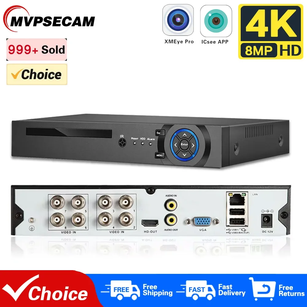 

AHD DVR 6 в 1 Гибридный TVI CVI AHD CVBS IP-камера Цифровой видеорегистратор Система безопасности 8MP XMEYE Аналоговое наблюдение 8 каналов 4K