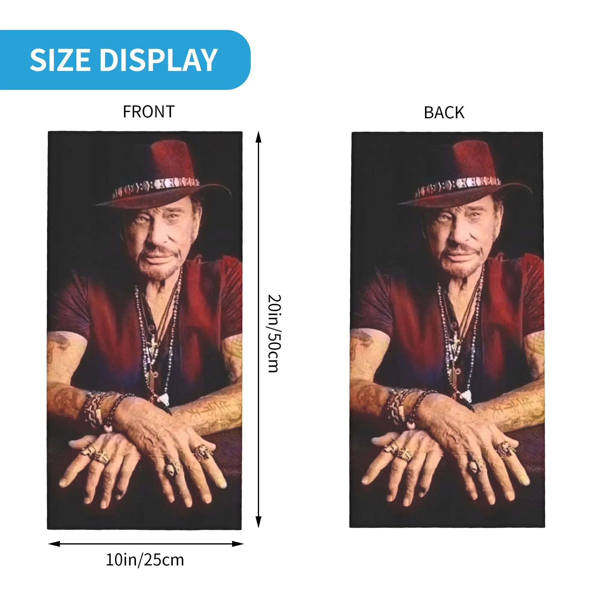 Johnny Hallyday Neck Gaiter Men Women UV Face Shield Winter French Rock Singer Bandana Scarf for Cycling