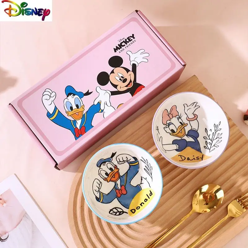 

Модная легкая роскошная керамическая посуда Disney, милый мультяшный Микки Маус, устойчивая к высоким температурам миска для риса для домашнего использования
