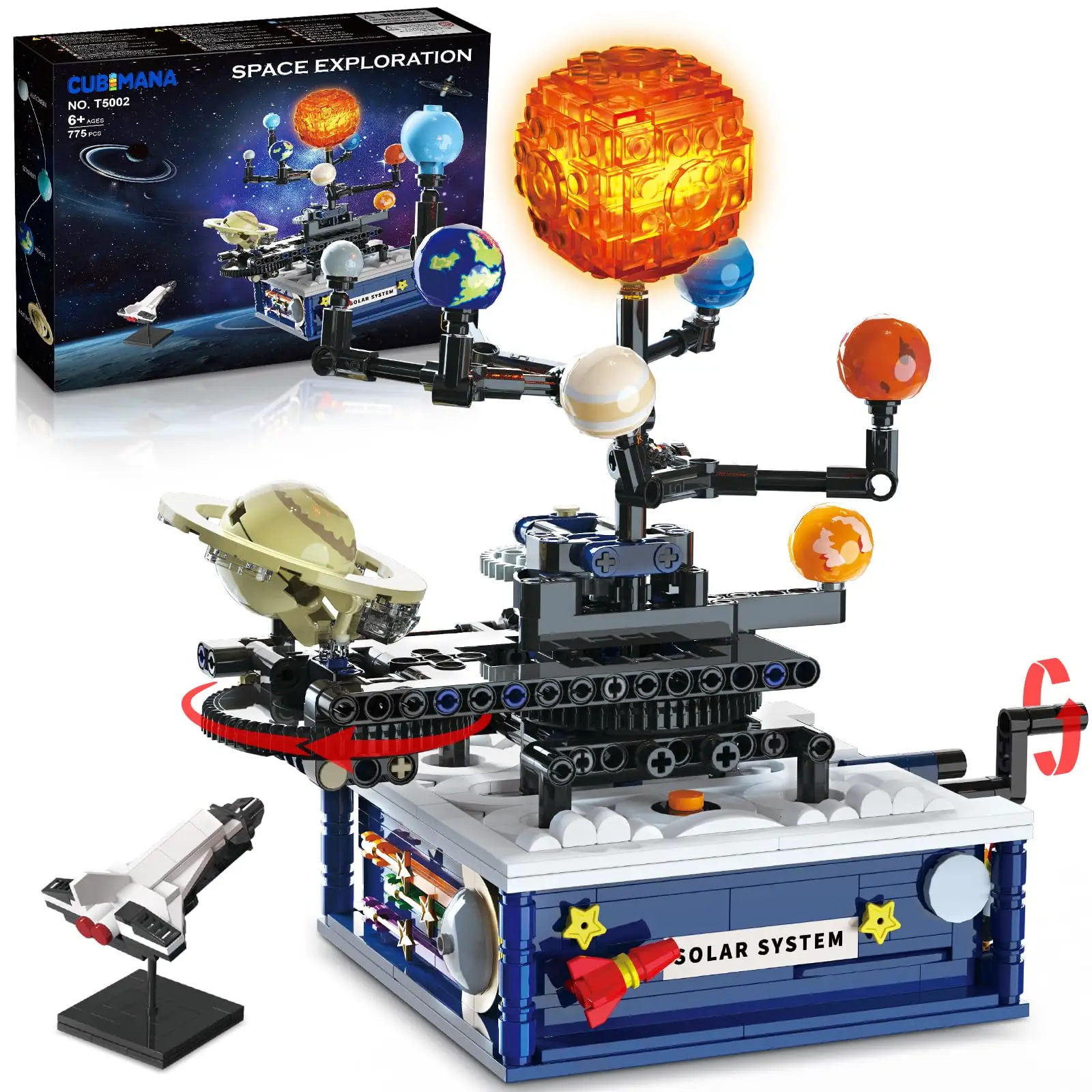 

Solar System Building Sets with Led-Rotatable Space Exploration with 9 Planet&Rocket Set Astronomy Educational Gifts for 6+Kid