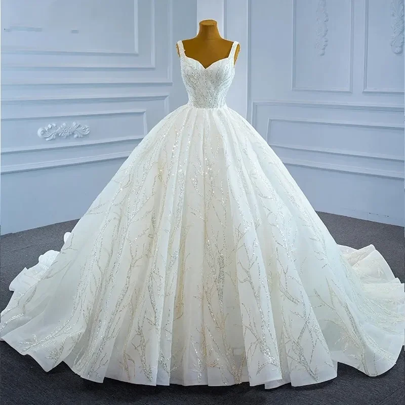 

Spaghetti Straps Sequined Lace Ball Gown Wedding Dress 2026 New Arrival Bride Formal Robe Mariage Vestidos De Novia