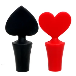 Wine Bottle Sealer Cap 1PC Love Heart Design Silicone Poker Shaped Wine Stoppers Leak Free Wine Beer Bottle Cork Stopper Plug