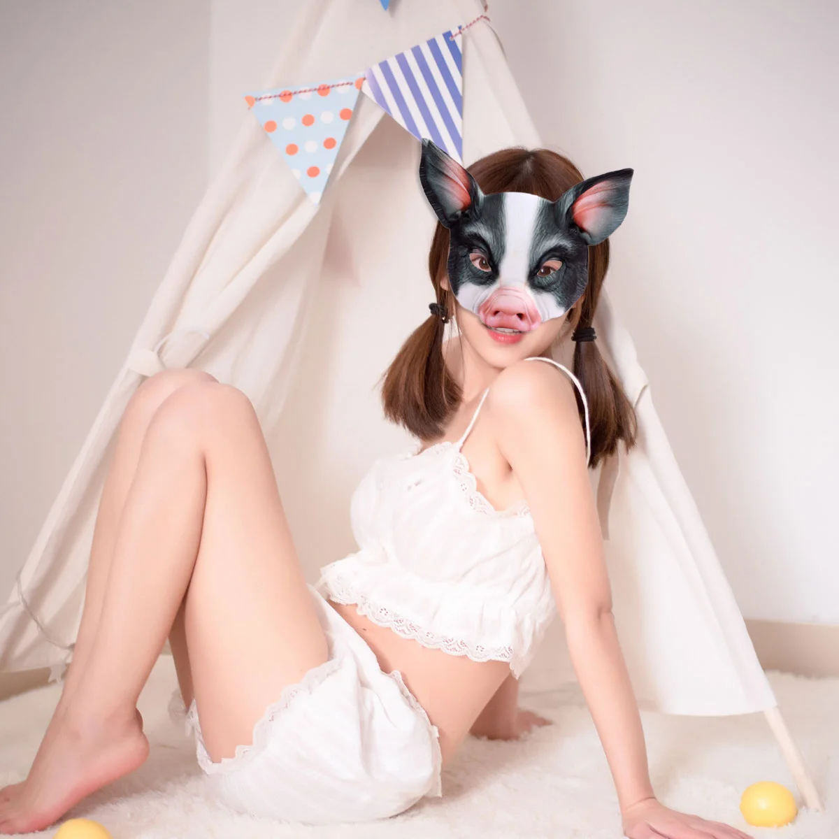 Halloween Costumes for Adults Pig Mask Half Face Ball Animal Clothing Masquerade Child