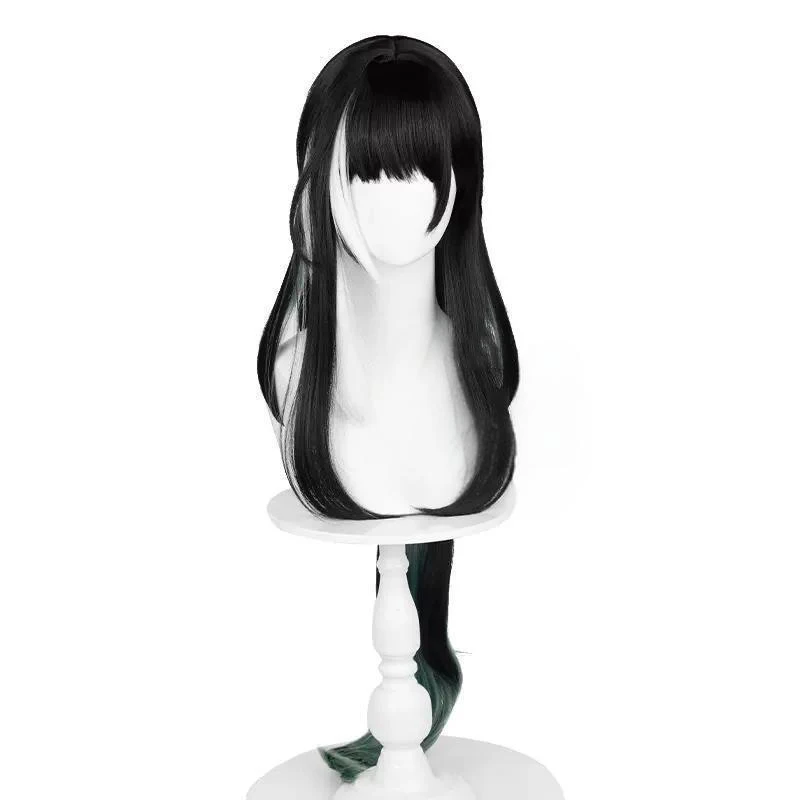 L-email wig Synthetic Hair Game Wuthering Waves Baizhi Cosplay Wig Long Black Mixed White Green Color Wigs Heat Resistant Wig