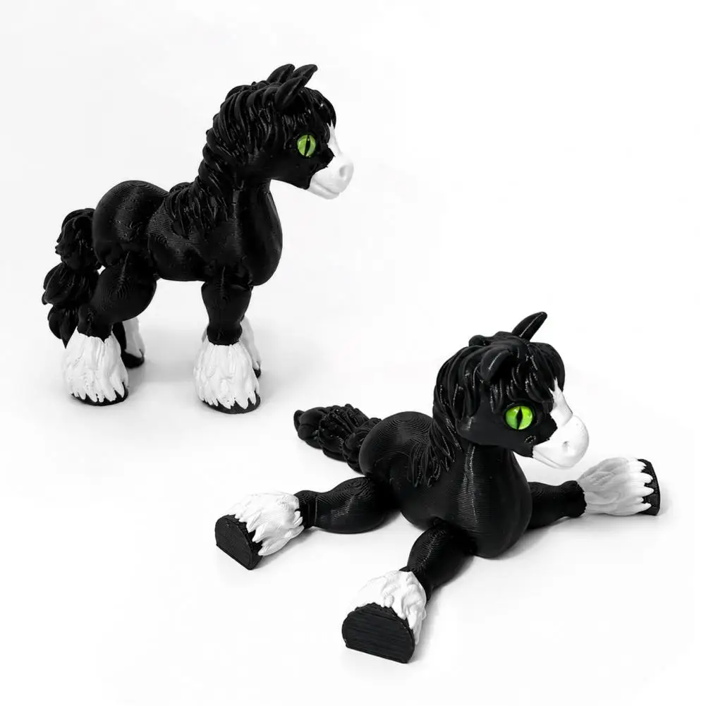 Eco-friendly Ornaments Cat Eye Design Pony 3d Printed Articulated Pony Figurine with Movable Joints Realistic Eyes Mini Desktop