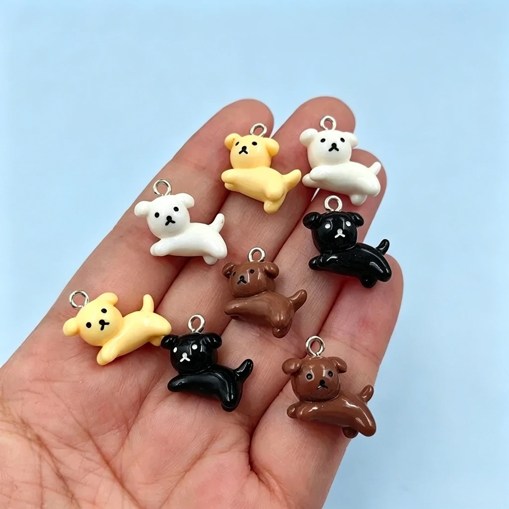 10Pcs Mini Floating Puppy Dog Resin Charms, Assorted Animal Pendants for Handmade Jewelry, Keychains and Accessories
