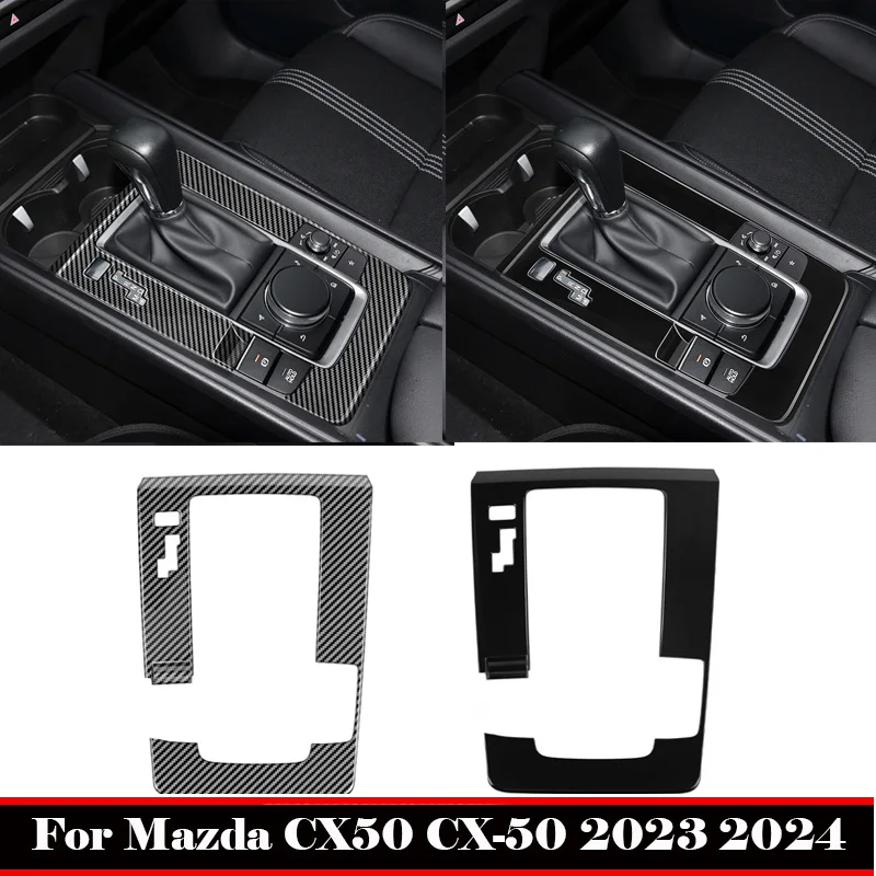 For Mazda CX50 CX-50 2023 2024 ABS Black Carbonfiber Center Conlose Gear Shift Panel Letter Cover Sticker Interior Accessories