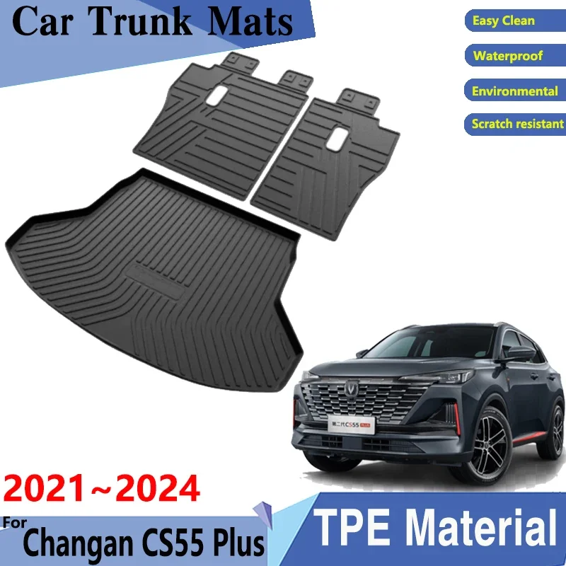 

Car Trunk Mats TPE Material for Changan CS55 Plus Accessories 2023 ~ 2021 II MK2 Car Rear Cargo Tray Trunk Rear Pads Accessories