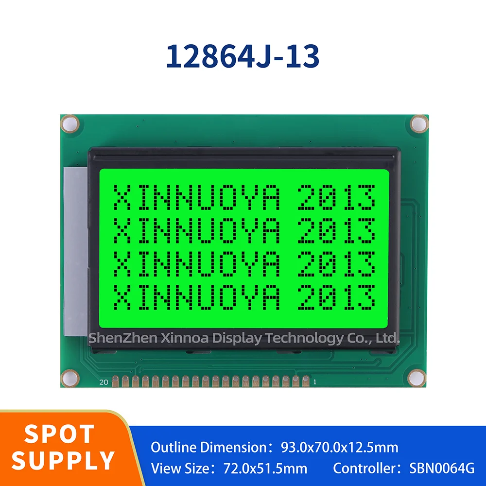 12864J-13 Emerald Green Light Black Letters 93Mm * 70Mm Display Lcd Screen 128 * 64 Controller Sbn0064G Spot Wholesale