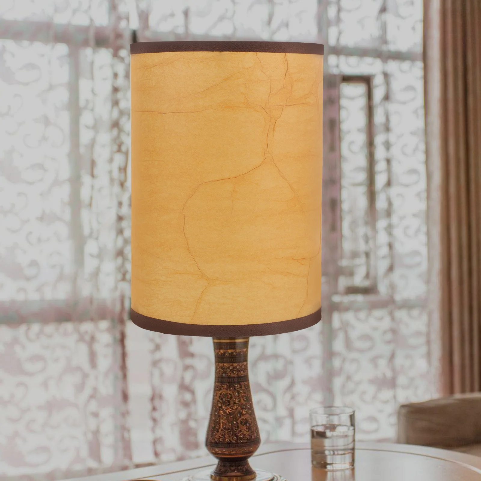 

Fabric Lampshade Green Pleated Covers Tan Velvet Table Bedside Cylinder Shade Replacement Lighting Accessories Fabric Drum