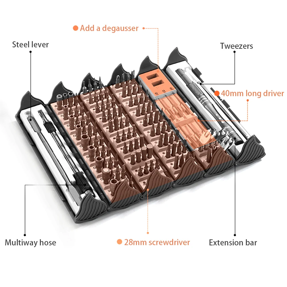 128 in 1 Precision Screwdriver Set Magnetic Phillips Torx Screw Driver Bits Portable for precision instruments phones tablets