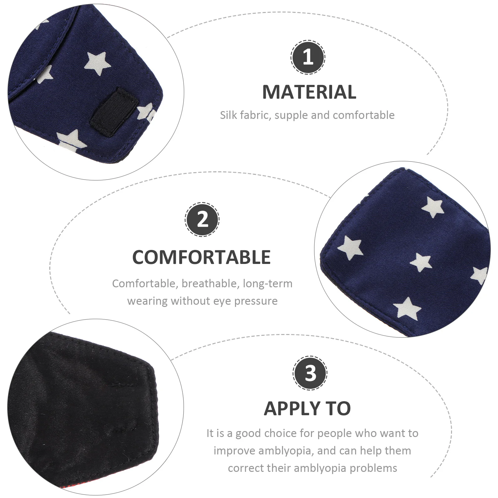 Eye Patch for Glasses Amblyopia Correction Accessory Silk Single Cover Breathable No Pressure Long-Lasting Use