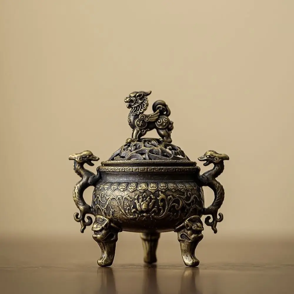 Alloy Incense Burner Animal Foot Plate Hollow Out Sandalwood Incense Burner Mini Three Legged Stove Tea Ceremony Home Decoration