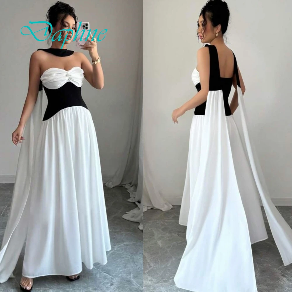 Customized Exquisite Strapless Sleeveless Evening Dress High Quality Chiffon Prom Dresses Delicate Ribbons Bridal Party Gowns