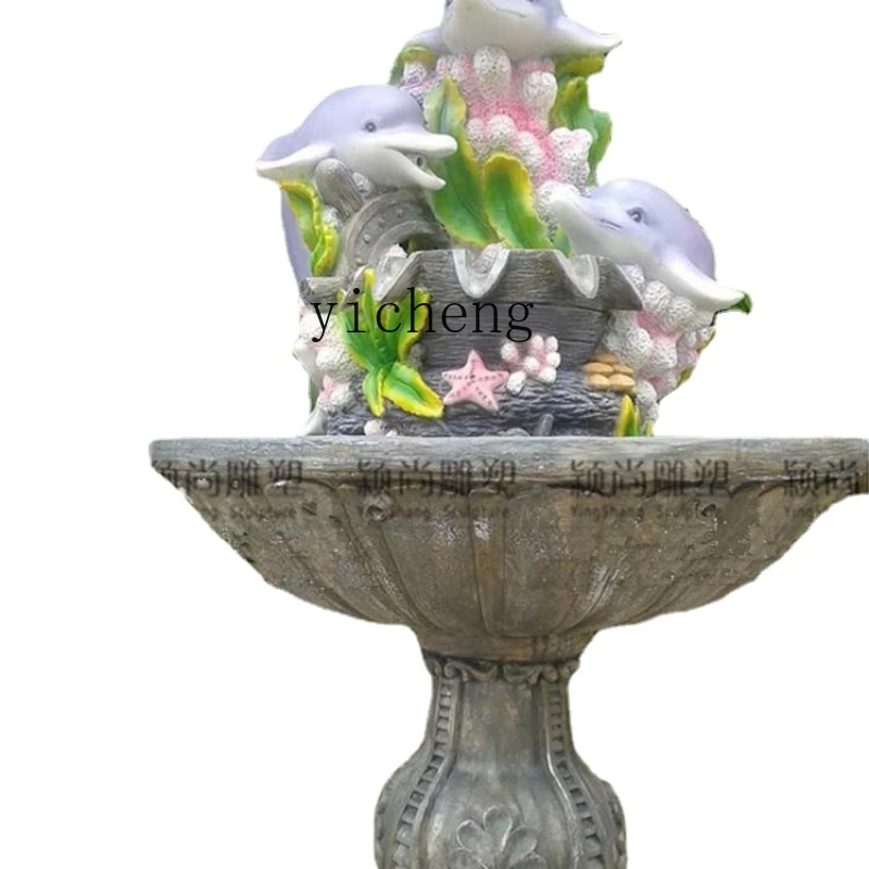 Xl Modern Large Dolphin Decoration Courtyard Animal Decoration Circulating Water Add Oxygen Fountain