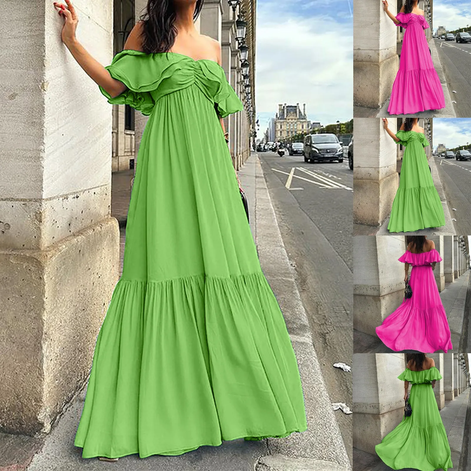 Robe Éducative Élégante à Manches Courtes Bouffantes pour Femme, Vêtement à Volants, Ceinture artificiel astique, Style Boho