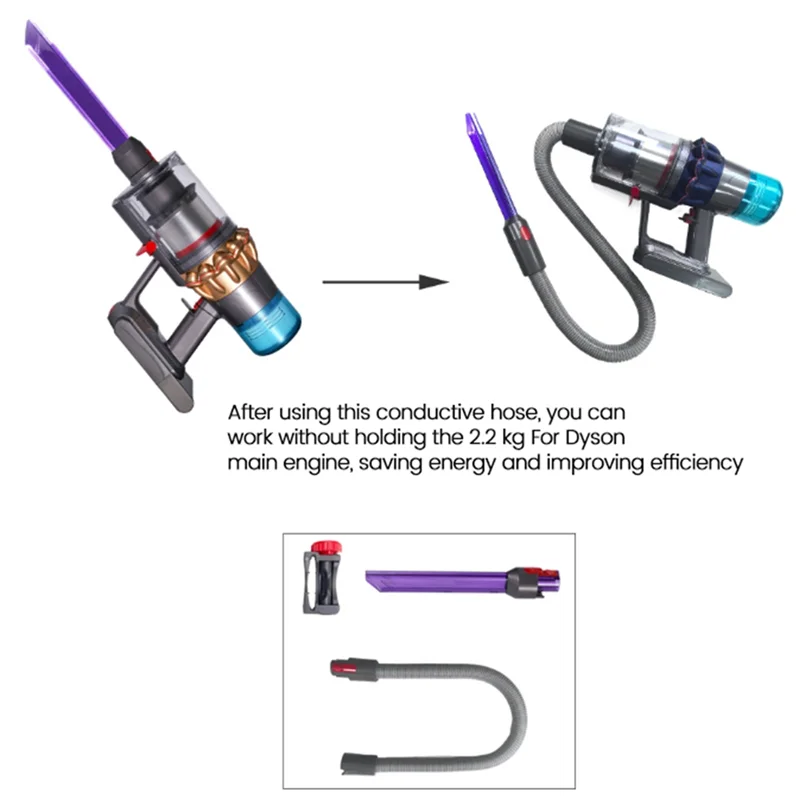

ABUH-LED Light Pipe Crevice Tool Flexible Extension Hose Replacement Kit For Dyson V7 V8 V10 V11 V15 Vacuum Cleaner Parts