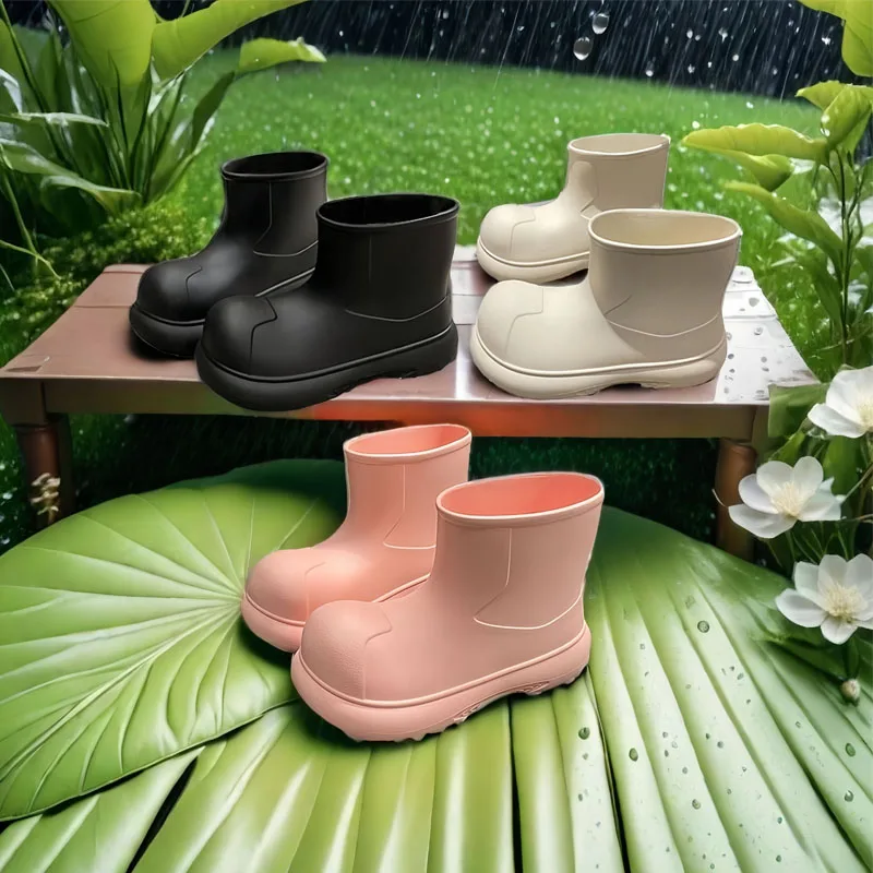 

Fashion Out Work Comfortable Thick-Soled EVA Water-Proof Rain Simple & Versatile Mid Calf Lightweight Cute Booties