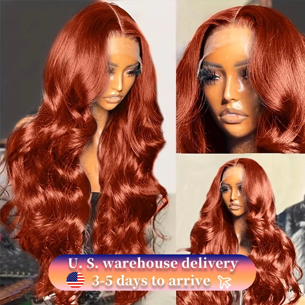 

200 Density 30 40Inch Reddish Brown Body Wave 13x6 Transparent Hd Lace Frontal Wig Red Colored Front Pre Plucked Human Hair Wigs