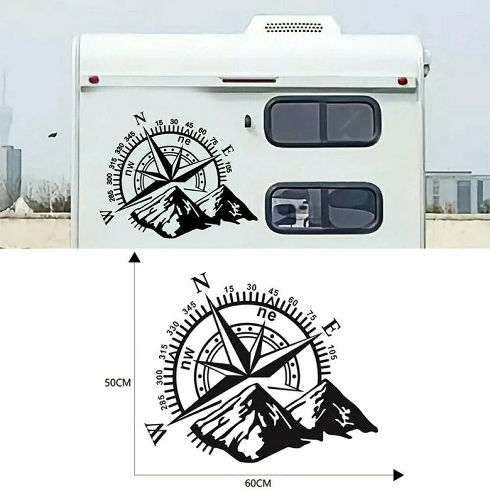 Auto Hood Body Sticker Mountain Compass Large Vinyl Car Bonnet Side Stickers PVC Van Camper Black Compass Decal Decor 50*60cm