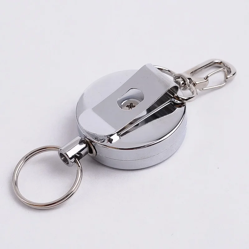 Metal Wire Keychain Badge Reel Employee\'s Pass Work Card Clips Easy Pull Keyring Retractable Badge Holder Reels Clip for Staff