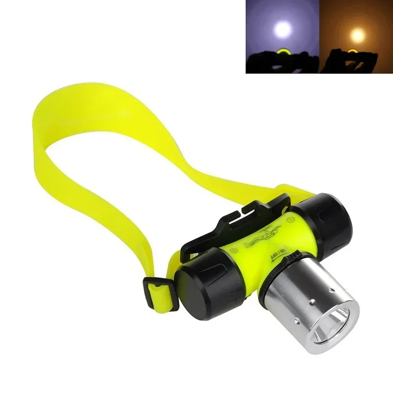 White/Yellow Light Waterproof 1800Lum XML-T6 LED Diving Headlamp Underwater Swimming Headlight Dive Head Light Torch Flashlight