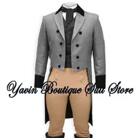 Men's 3 Piece Suit Swallow Tailed Coat Slim Fit One Breasted Tailcoat for Wedding Prom Dinner Party Blazer Pants Set 4