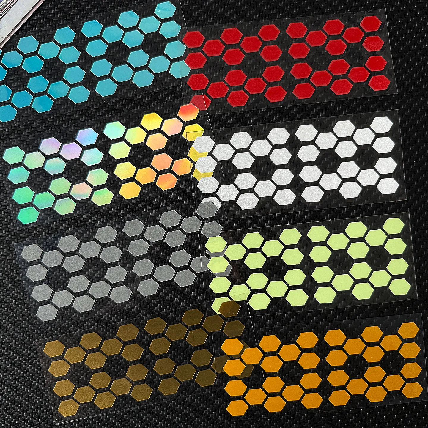 Reflective Honeycomb Hex Vinyl Headlight Stickers Multi Color Durable Waterproof Scratch Proof PVC Decals Easy Peel For