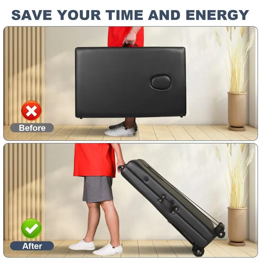 Carrinho de mesa portátil mesa de massagem carrinho de viagem carrinho de mesa de massagem com rodas portátil mesa de massagem transportadora carrinho telescopin