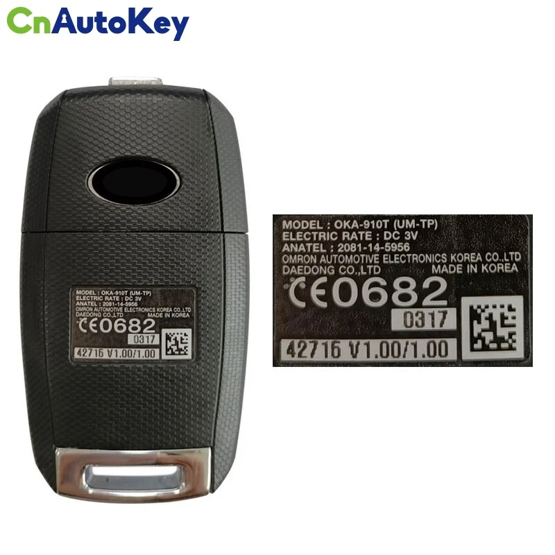 CN051136สำหรับ KIA Sorento 2015-2019ของแท้รีโมท3ปุ่ม433 MHz TIRIS DST80ชิป FCCID OKA-910T 95430-C5211/C5210