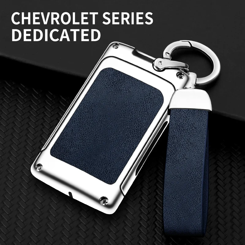 Zinc Alloy Leather Car Key Case Cover For Chevrolet C7 Corvette Captiva 2014 Spark Onix Volt Aveo Sonic Keychain Accrssories