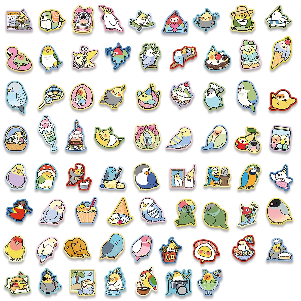 70PCS Cute Parrot Graffiti Decorative Stickers, Handbooks, Notebooks, Water Cups, Desktop Computers, Waterproof Stickers