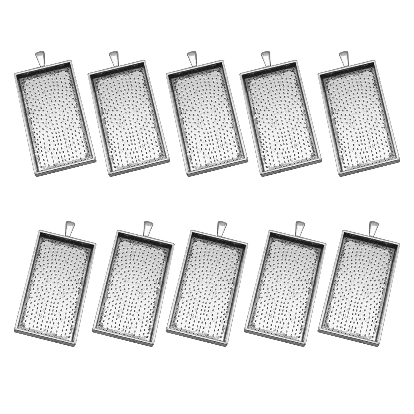 

10Pcs Alloy Pendant Trays Vintage Electroplated Metal Base for DIY Custom Resin Cameo Photo Jewelry Making 50x25mm Pendant