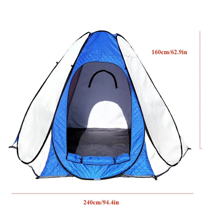 Hexagonal Cotton Ice Fishing Tent for Winter 3-4Person Outdoor Camping Pop Up Quick Open Privacy Warm Outdoor Watching Bird WC