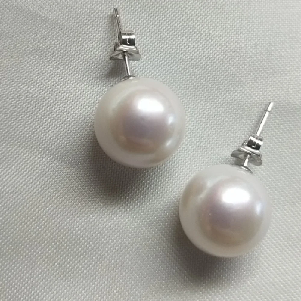

Natural Pearl Earrings AAAA 11-12mm South Sea Round 925 Silver Pearl White Earrings