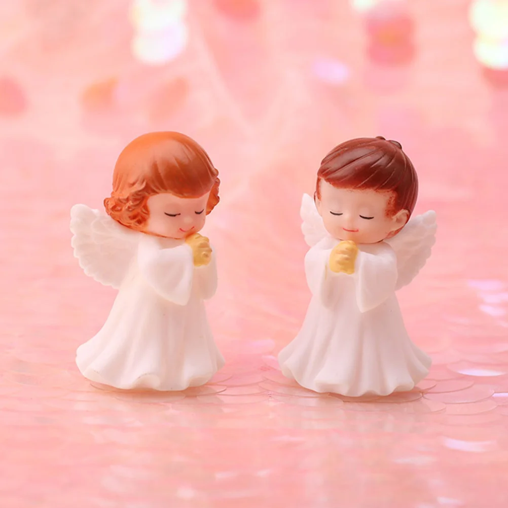 

4 Pcs Desk Praying Angel Office Ornaments for Kids Vinyl Baby Girl Cake Decorations