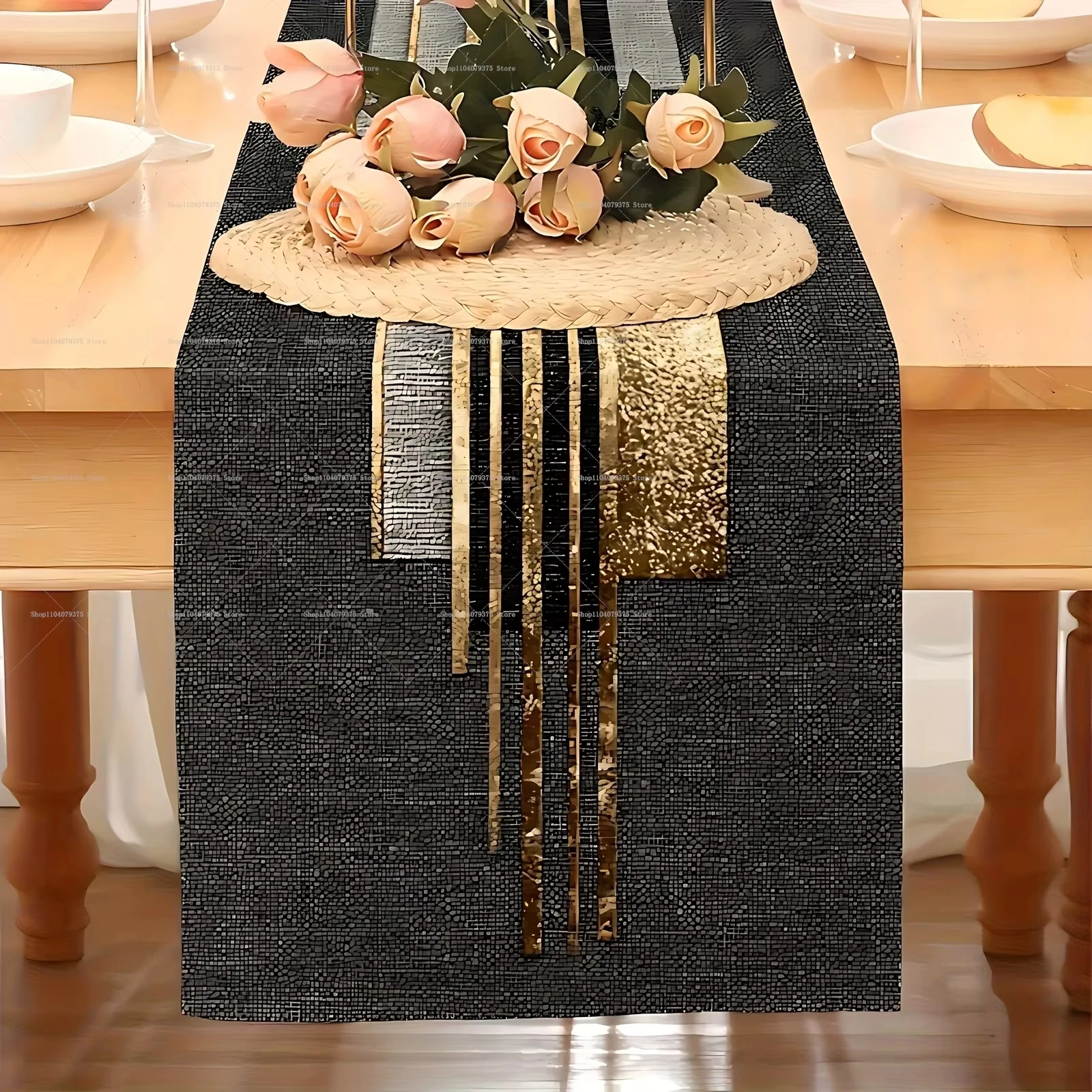 VIKAMA Nordic-Style Geometric Table Runner Living Room Coffee Table Decorative Runner Dining Table Decorative Runner