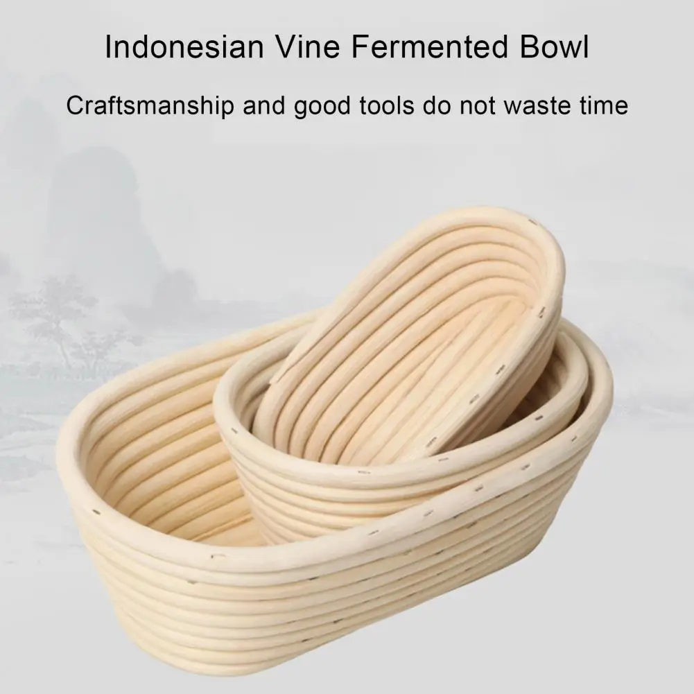 

Linen Lined Fermentation Basket Handmade Oval Rattan Banneton Basket Set for Sourdough Bread Proofing Food Grade Loaf for Home