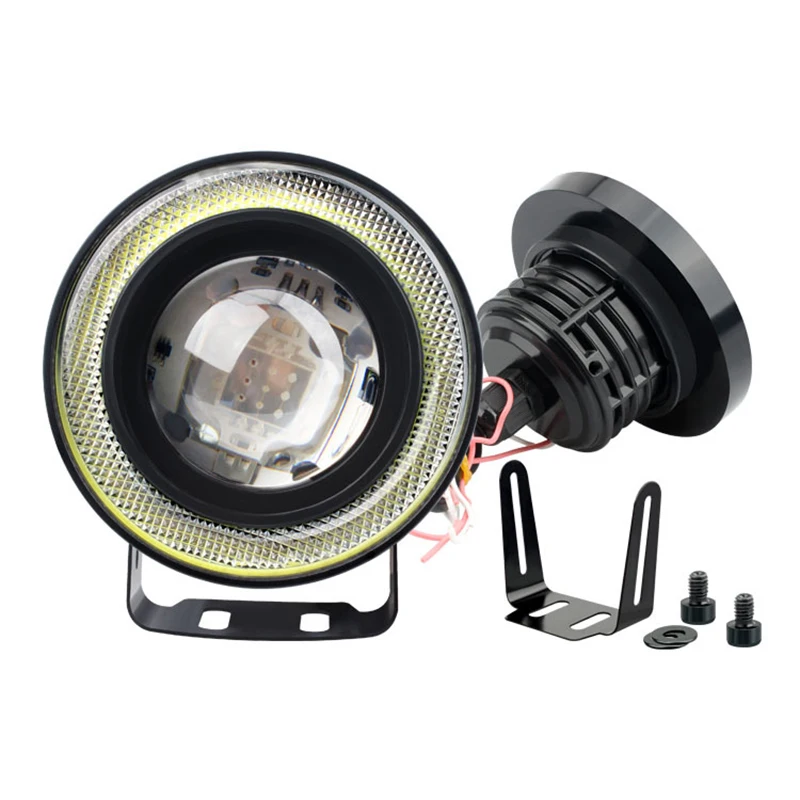 3.0/3.5 inch Angel Eyes Fog Light 12V Remote Control COB LED DRL Lamp Daytime Running Light 76/89mm