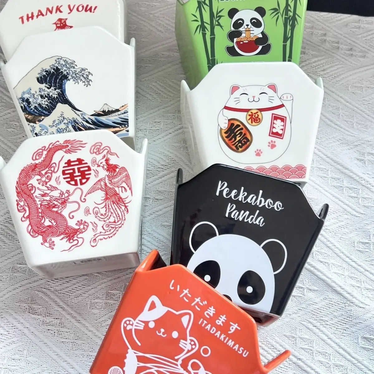 Cartoon Ceramic Bowl Japanese Style Snack Popcorn French Fries Salad Noodle Bowl Tableware Kitchen Items Accessories Gift