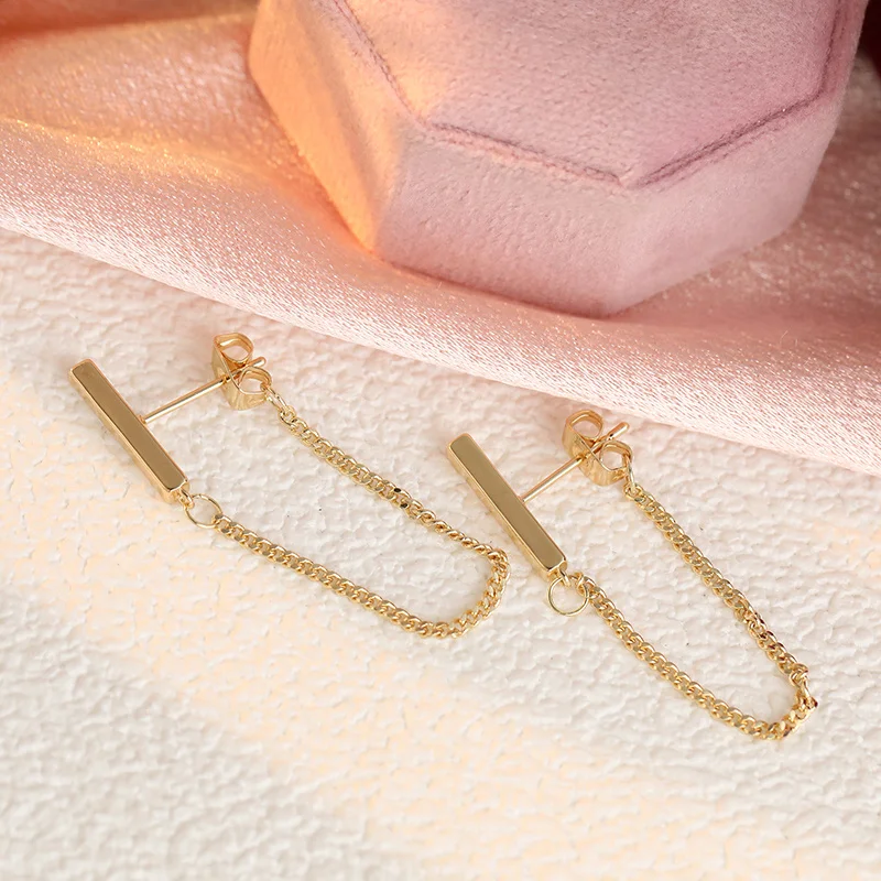 Simple Fashion Design Golden Color Chain Earrings For Women Gift Jewelry Female Ear Accessory Tassel Earrings