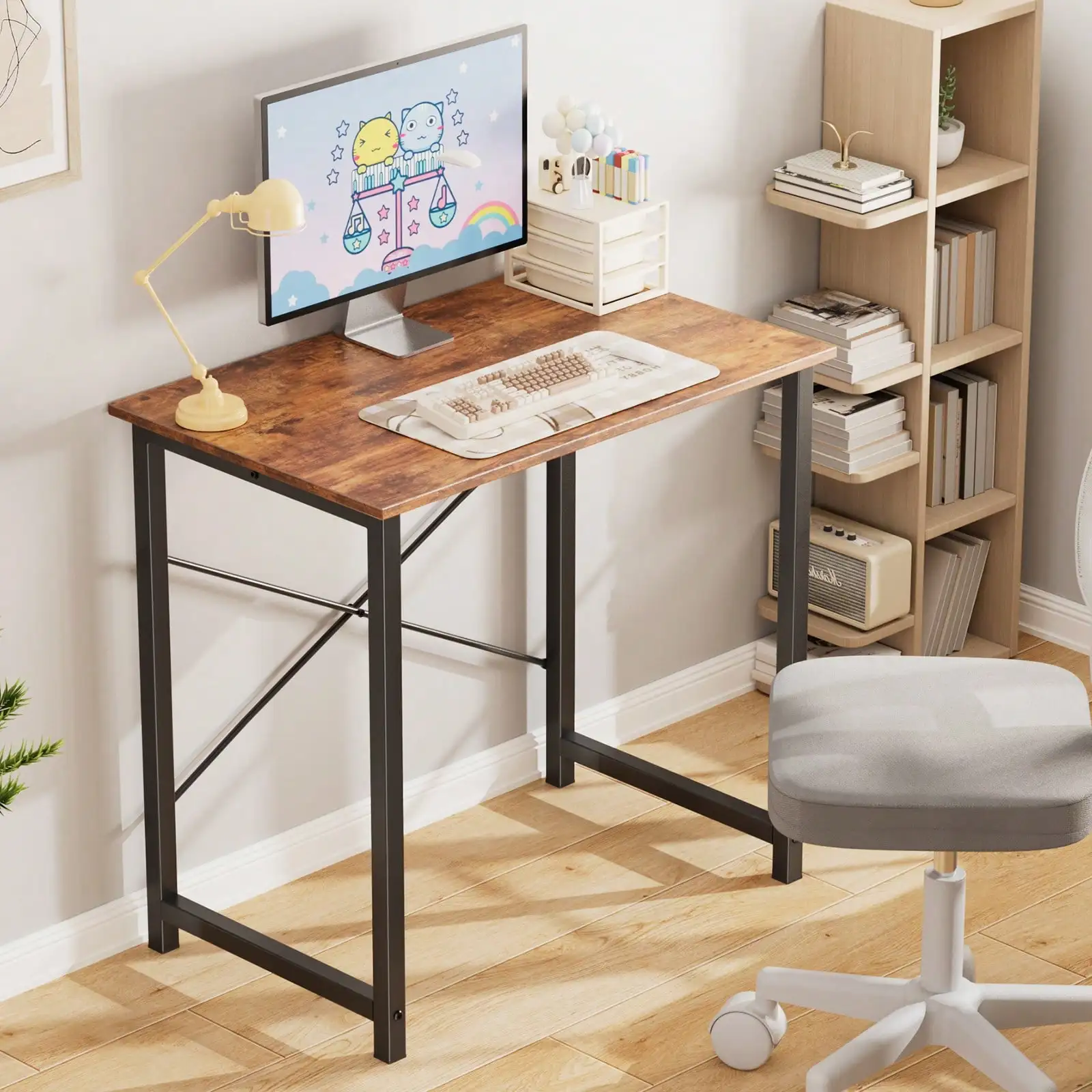 

OLIXIS 32 In Small Computer Desk For Home Office, Modern Study Work Table Simple Style For Bedroom, Writing Desks With X-Shaped