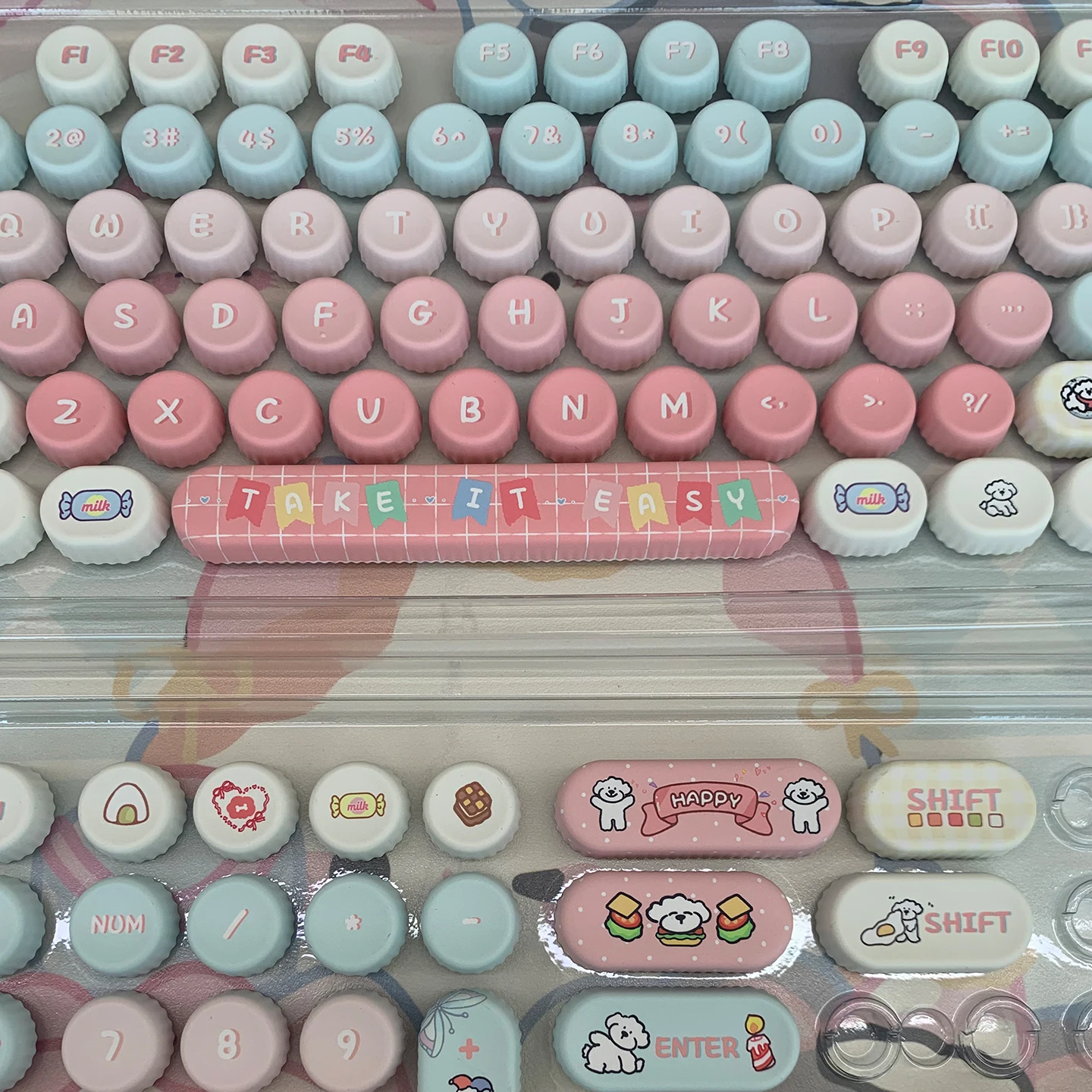 

Симпатичные молочные колпачки для клавиш, новые молочные колпачки для клавиш, механическая клавиатура для собак, колпачки для механической клавиатуры, сделано 68 Mad 68 Wooting 60